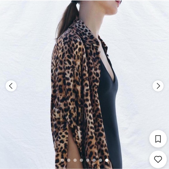 Zara Leopard Print Oversized Button down Shirt - Picture 5 of 8